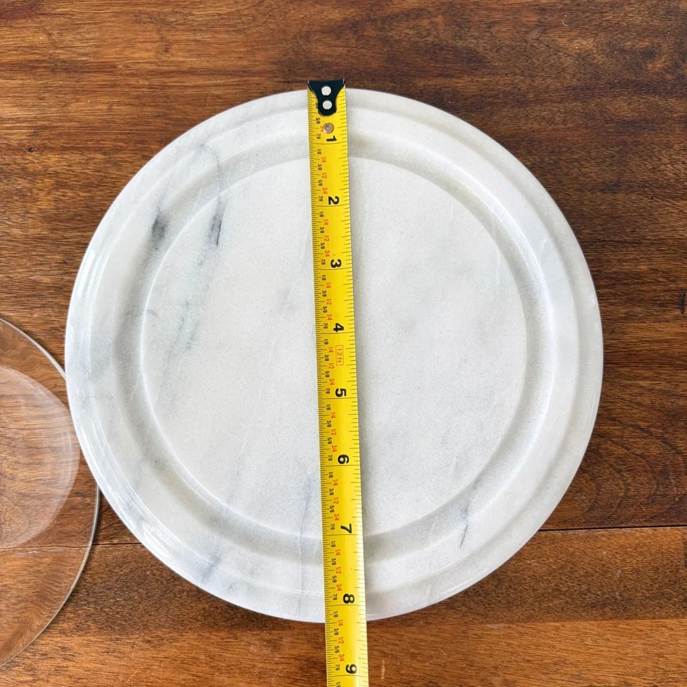 White Marble Cheese Board with Glass Cloche Dome Serving Set 8.5 Inch